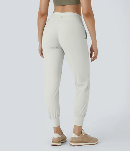 High Waisted Plain Pocket Casual Joggers