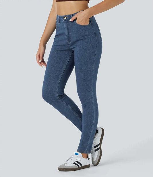 Halara Flex™ High Waisted Zipper Pockets Casual Jeans