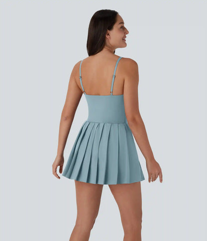Breezeful™ Pleated Adjustable Buckle 2-in-1 Pocket Micro Mini Quick Dry Casual Slip Dress