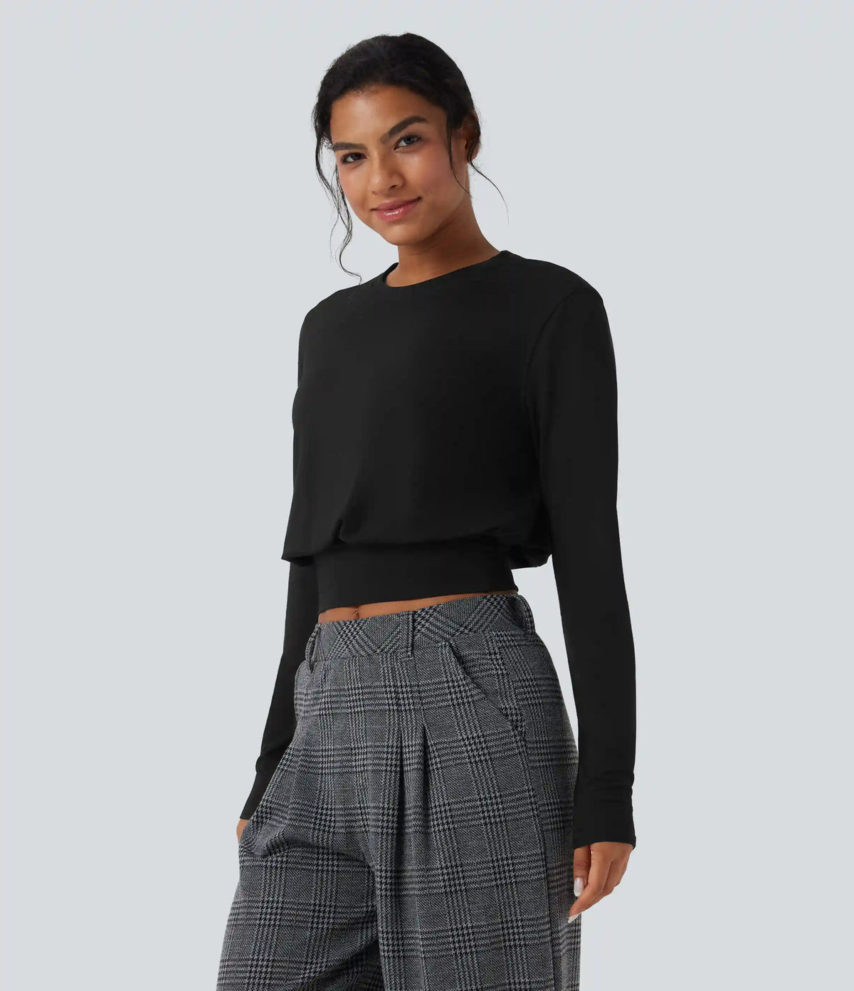 Round Neck Long Sleeve Work Top