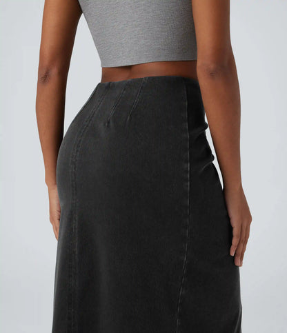 Halara Flex™ High Waisted 2-in-1 Split Bodycon Midi Casual Denim Skirt