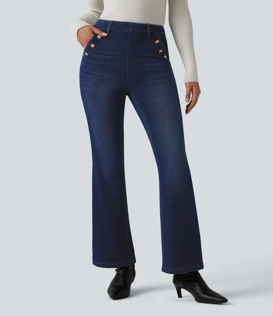 Halara Flex™ Mid Rise Decorative Buttons Casual Bootcut Jeans with Pockets