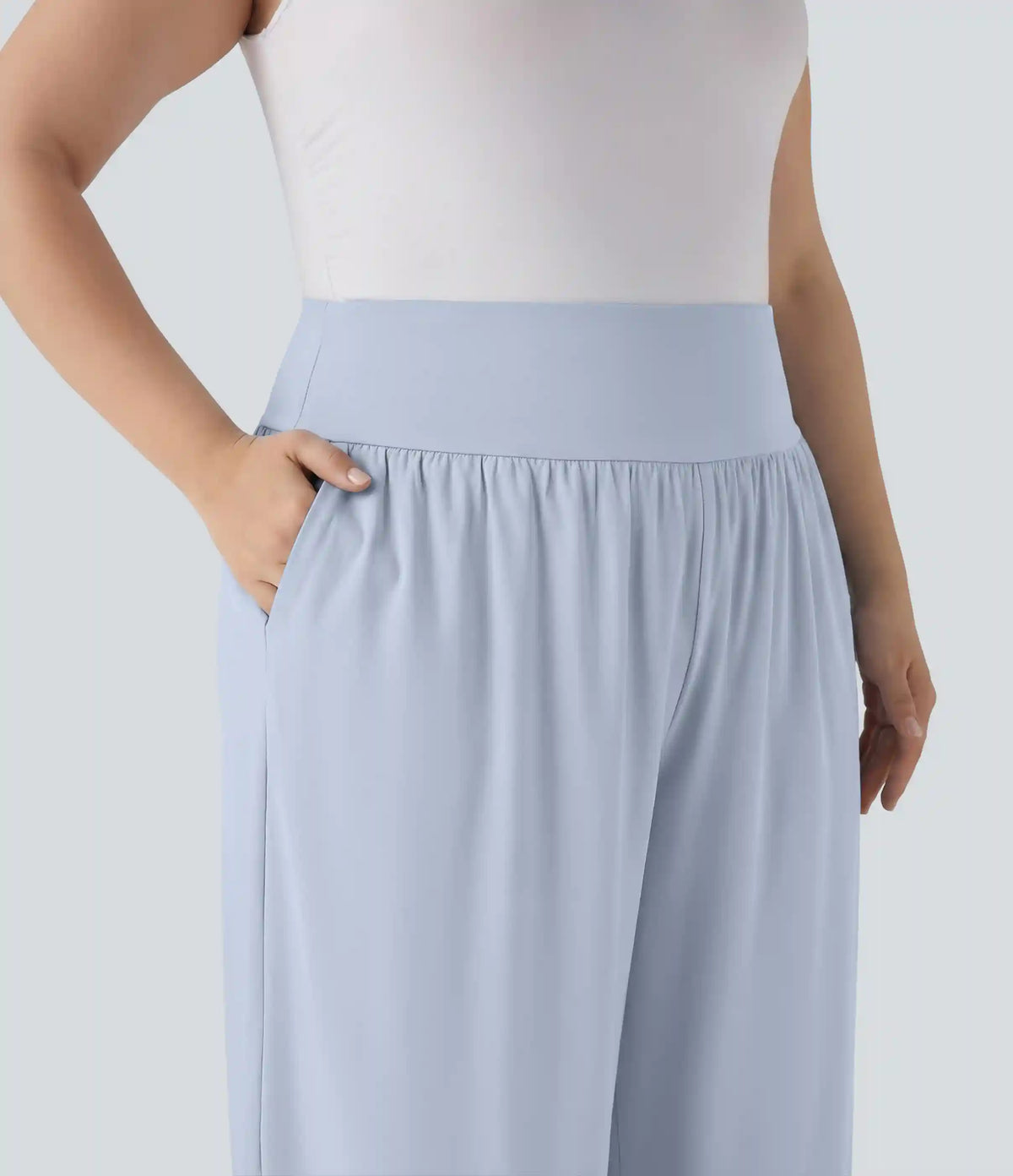 Plus Size Breezeful™ High Waisted Tummy Control Hem Quick Dry Pants with Pockets