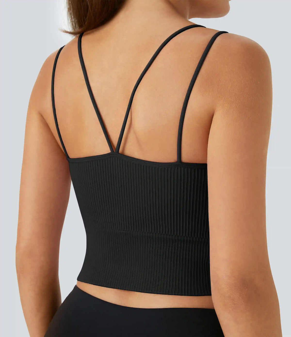 OneForm Seamless Flow Double Straps V Back Cropped Running Cami Top