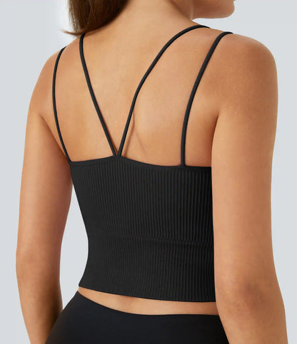 OneForm Seamless Flow Double Straps V Back Cropped Running Cami Top