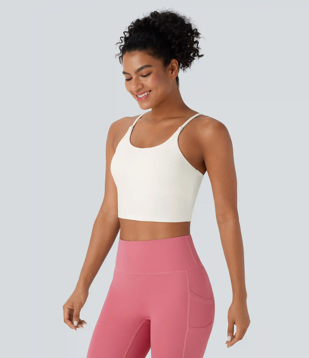 Basic Padded Workout Cropped Low Support Tank Top A-D Cups
