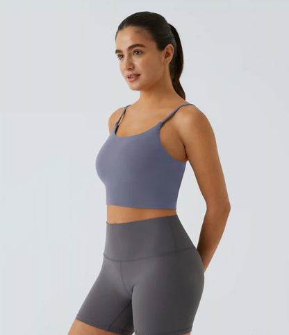 Basic Padded Workout Cropped Low Support Tank Top A-D Cups