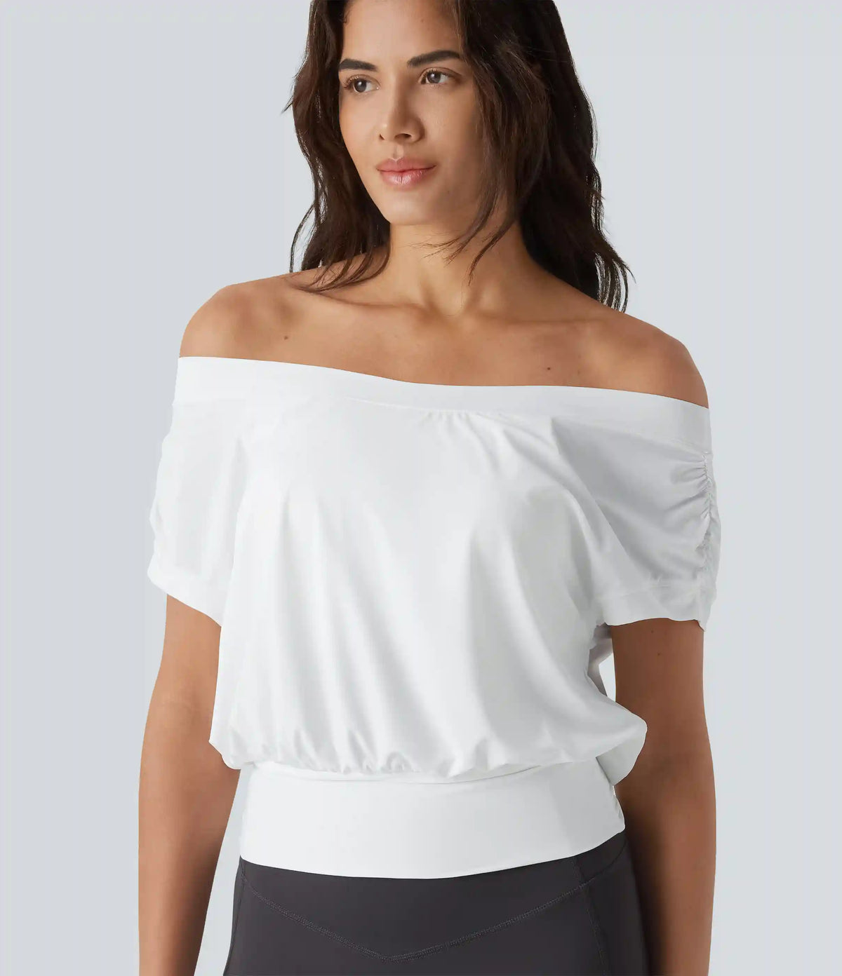 Off Shoulder Short Sleeve Oversize InstantCool Quick Dry Yoga Sports Top