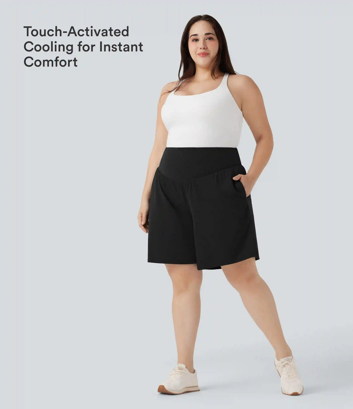 Plus Size SoftlyZero™ Airy High Waisted InstantCool Yoga Bermuda Shorts with Pockets