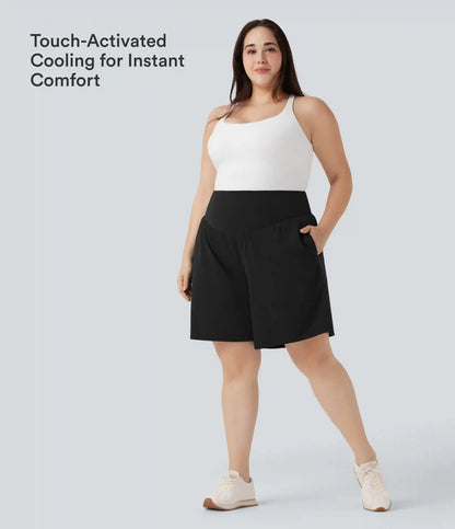 Plus Size SoftlyZero™ Airy High Waisted InstantCool Yoga Bermuda Shorts with Pockets