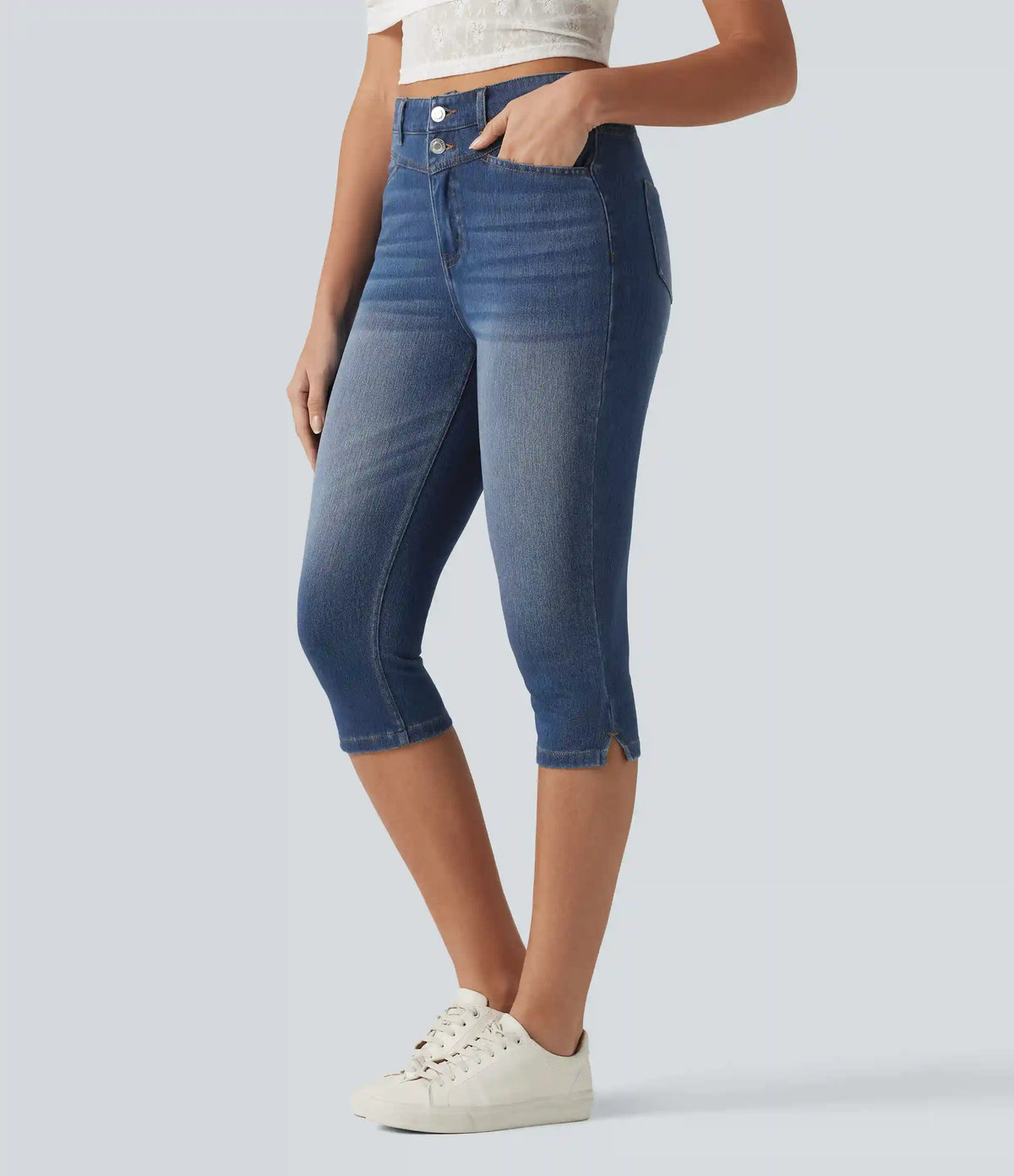 Halara Flex™ High Waisted Split Capri Casual Slim Jeans with Pockets