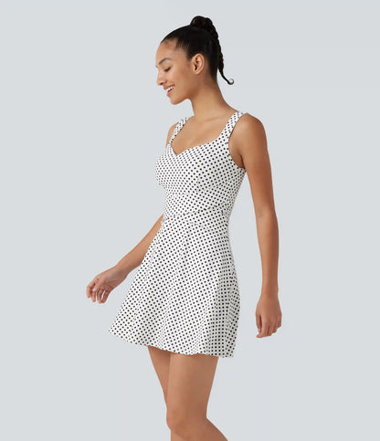 Built-in Bra 2-in-1 Polka Dot Mini Tennis Active Dress with Pockets-Easy Peezy Edition