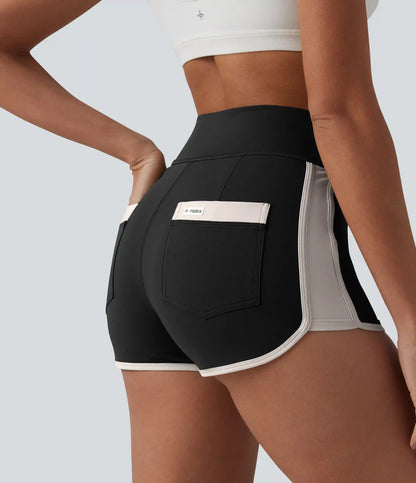 SoftlyZero™ Airy High Waisted Color Block InstantCool Workout Shorts 2.5'' with Pockets