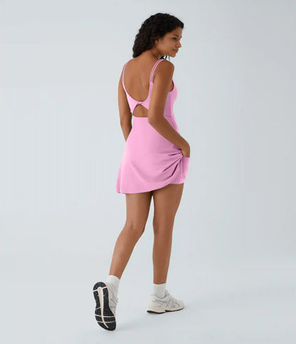SoftlyZero™ Plush Double Straps 2-Piece Pocket Slip Dance Active Dress A-D Cups