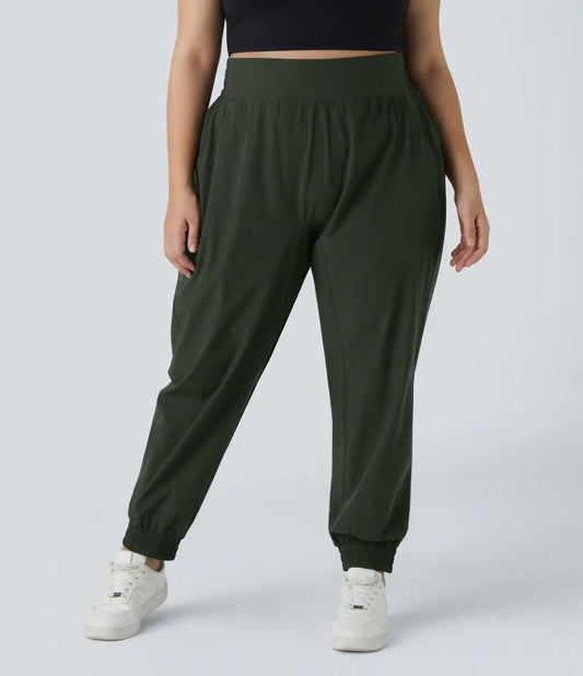 High Waisted Elastic Waistband Plus Size Hiking Joggers