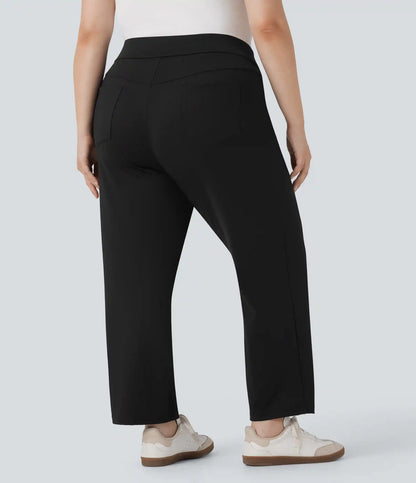 High Waisted Pockets Straight Leg Quick Dry Golf Plus Size Pants-Golf Tee-UPF40+
