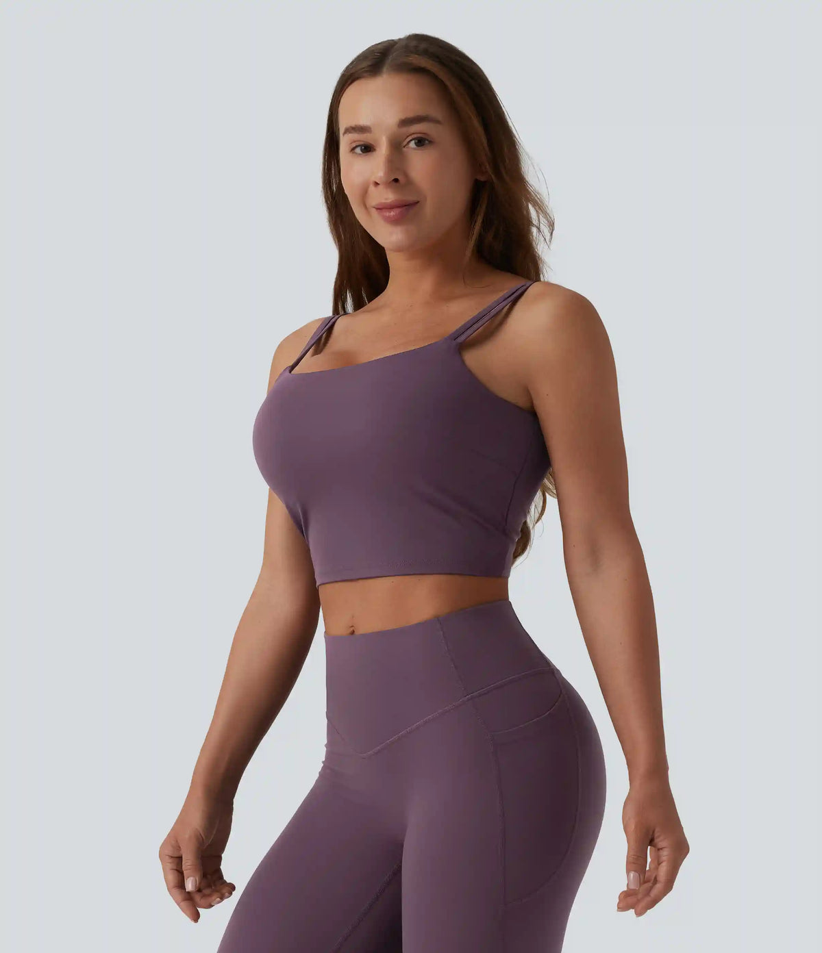 Halara UltraSculpt™ Double Straps Twisted Backless Cropped Built-in Bra Yoga Tank Top DD-F Cups
