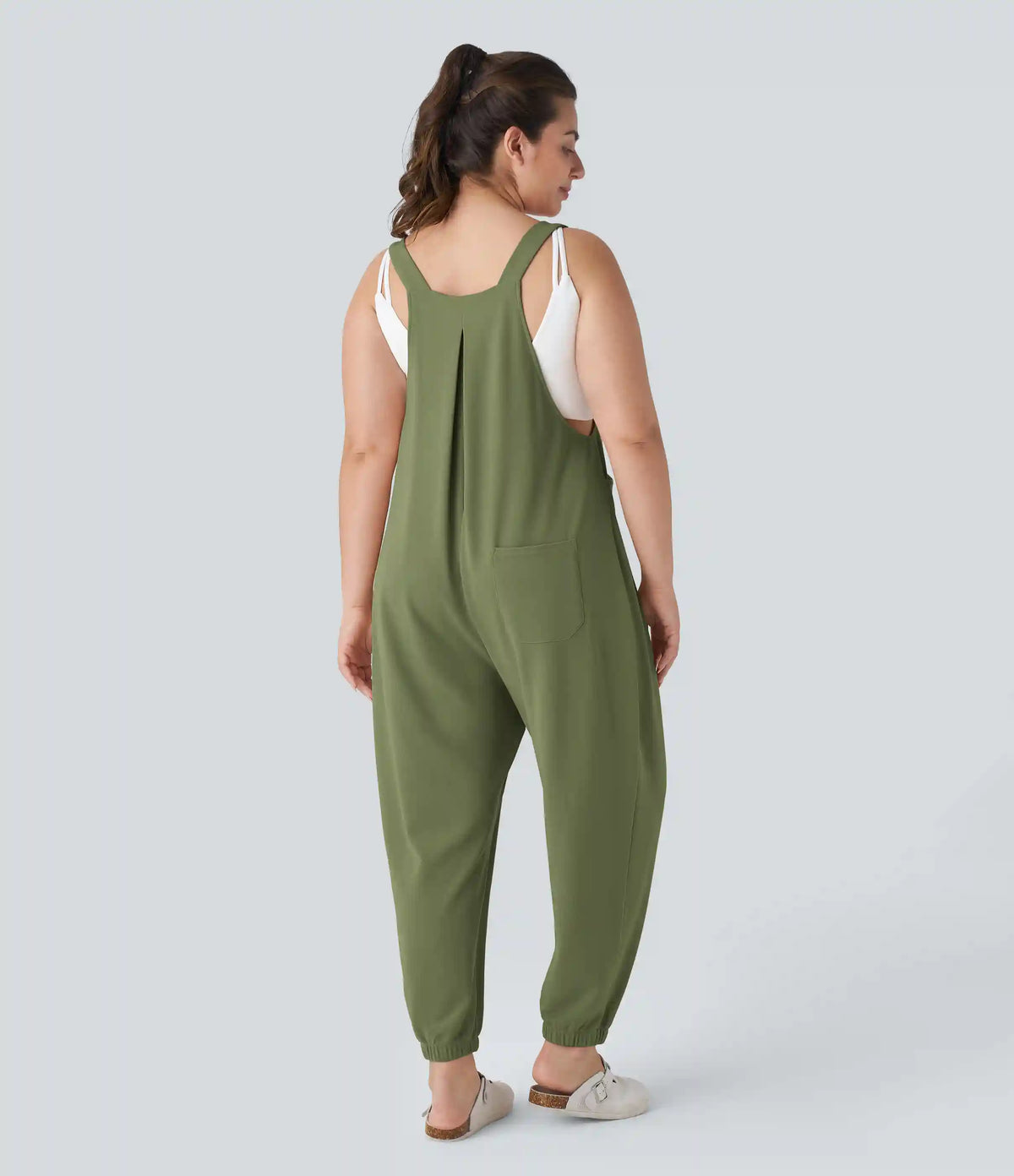 Pockets Waffle Casual Plus Size Jogger Overalls