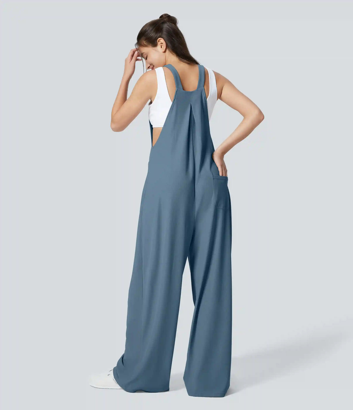 Pockets Waffle Casual Overalls