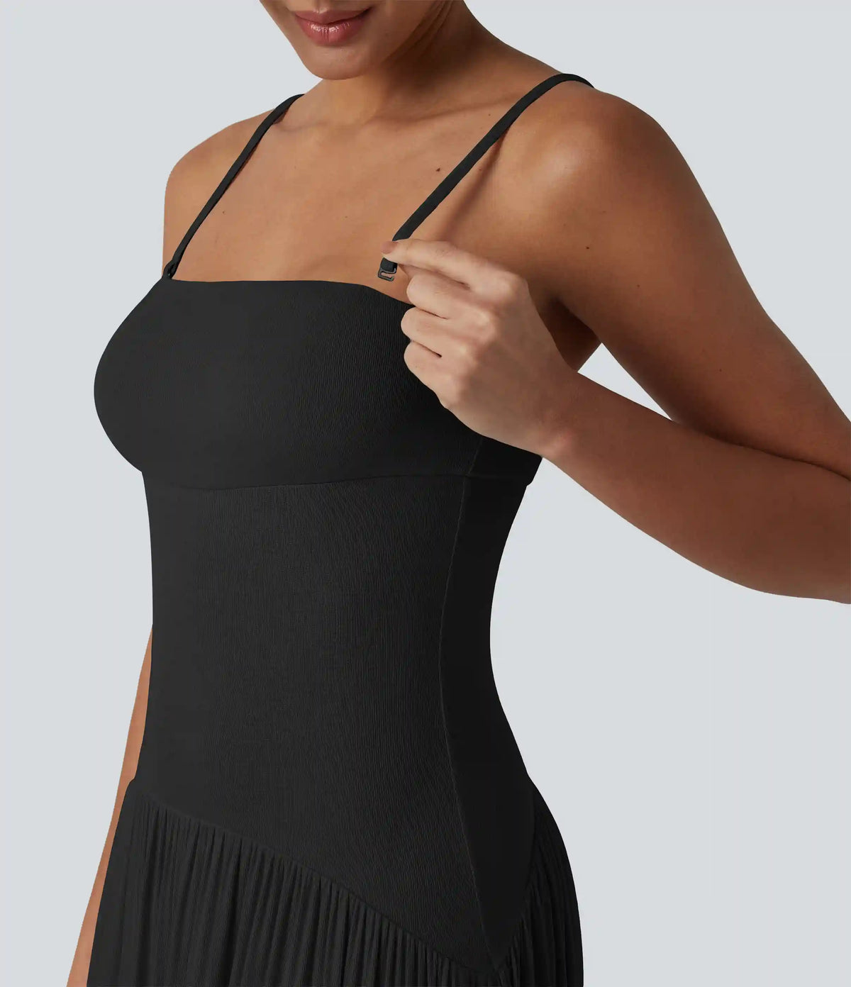 Ribbed Flowy Maxi Slip Dress with Pockets