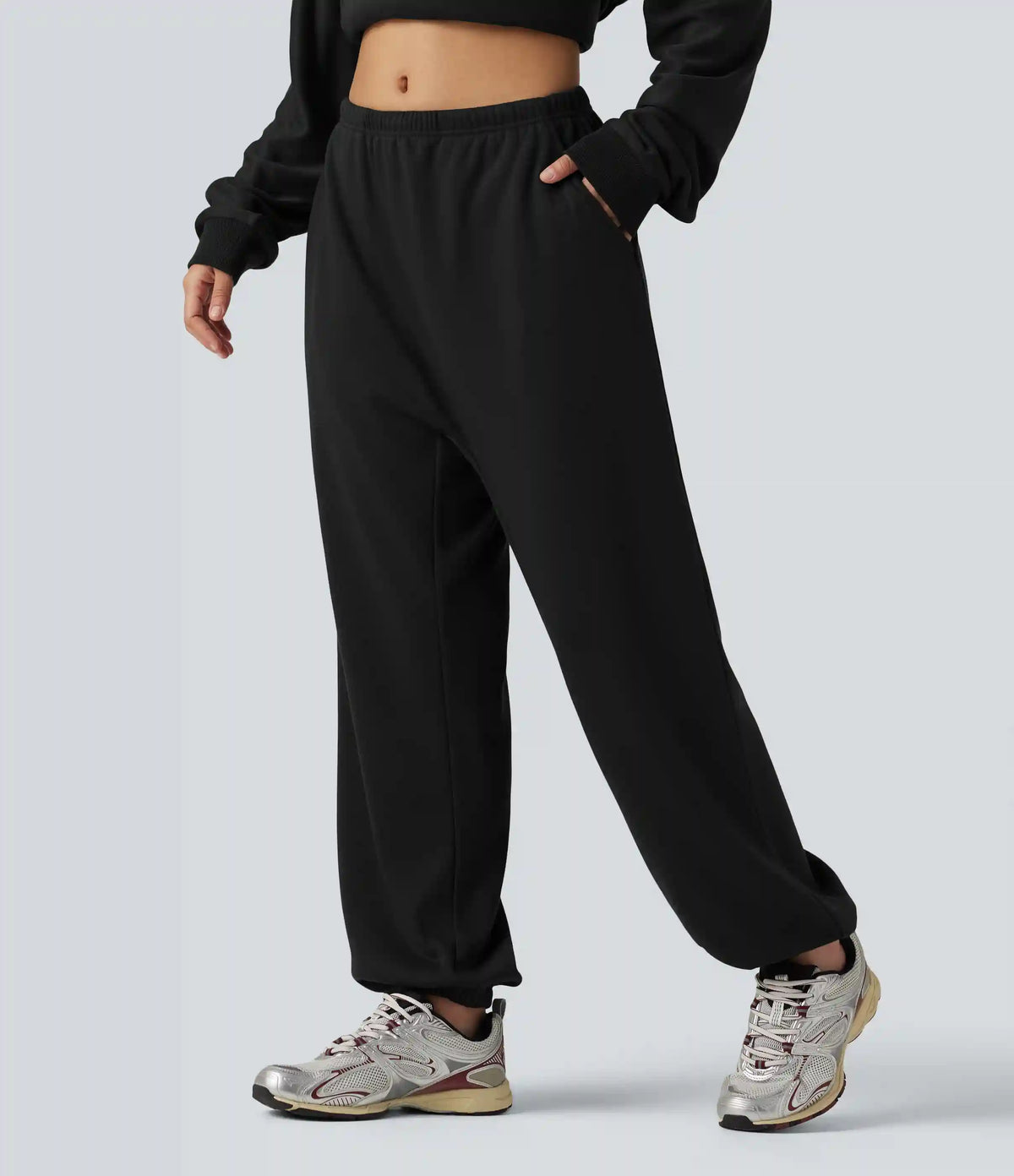 Low Rise Inner Drawstring Casual Jogger Sweatpants with Pockets