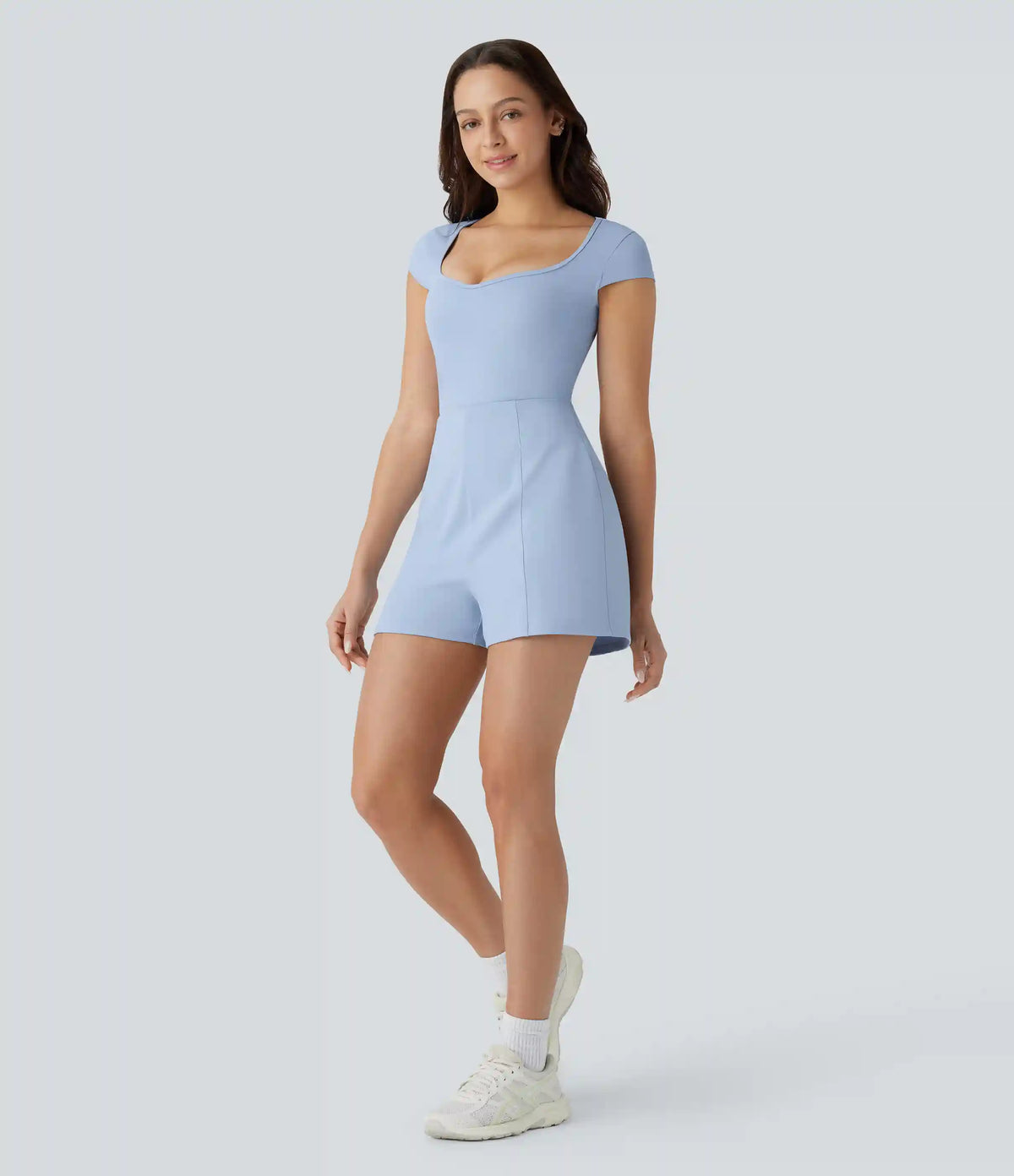 SoftlyZero™ Airy U Neck Cap Sleeve Pocket Cool Touch Yoga Romper-Easy Peezy