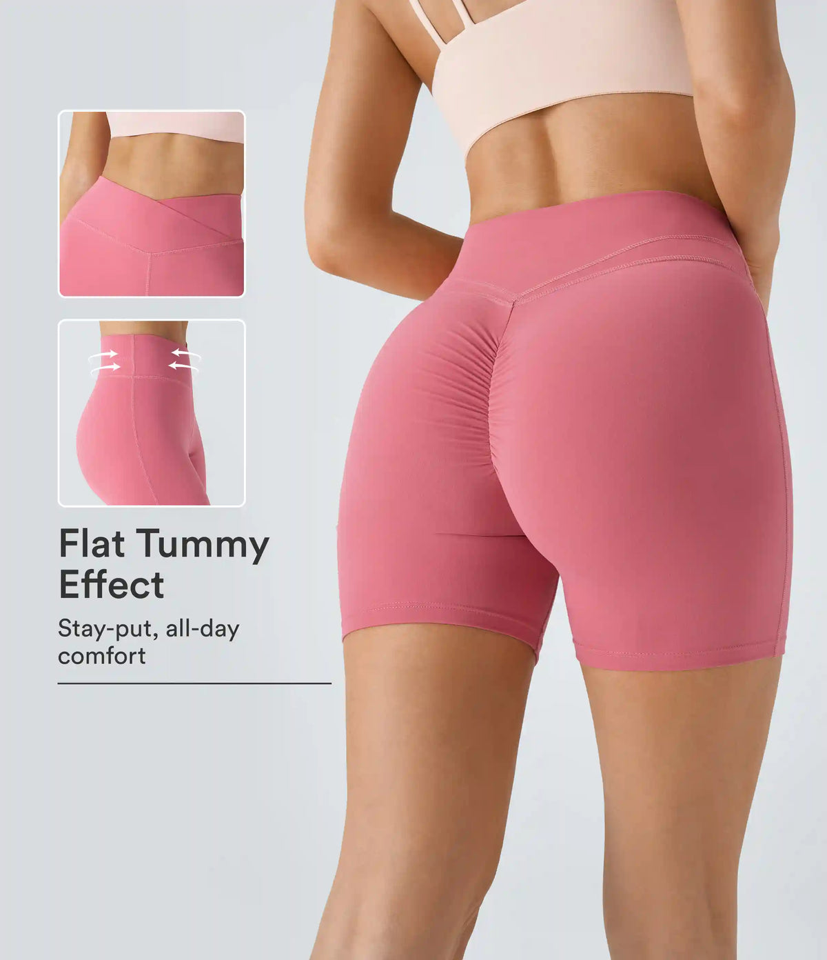 SoftlyZero™ Plush High Waisted Crossover Ruched Yoga Shorts 5''