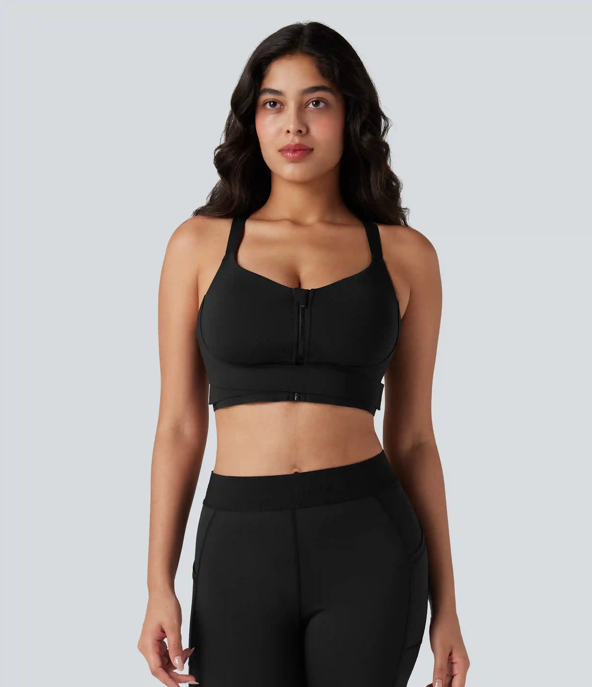 SpeedWave™ Medium Support Push Up Zipper Adjustable Buckle Quick Dry Running Sports Bra DD-F Cups