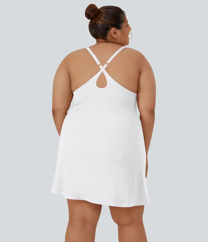 Everyday SoftlyZero™ Plush 2-in-1 Flare Plus Size Activity Dress-Wannabe-Longer Length