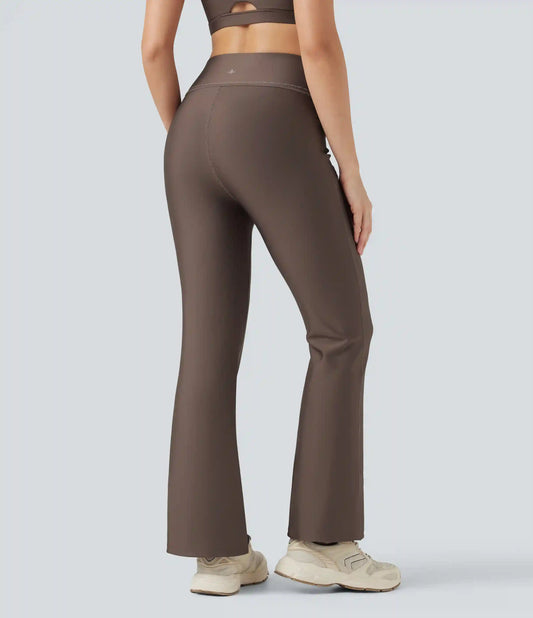 Reflective High Waisted Bootcut Sheen Training Leggings with Pockets