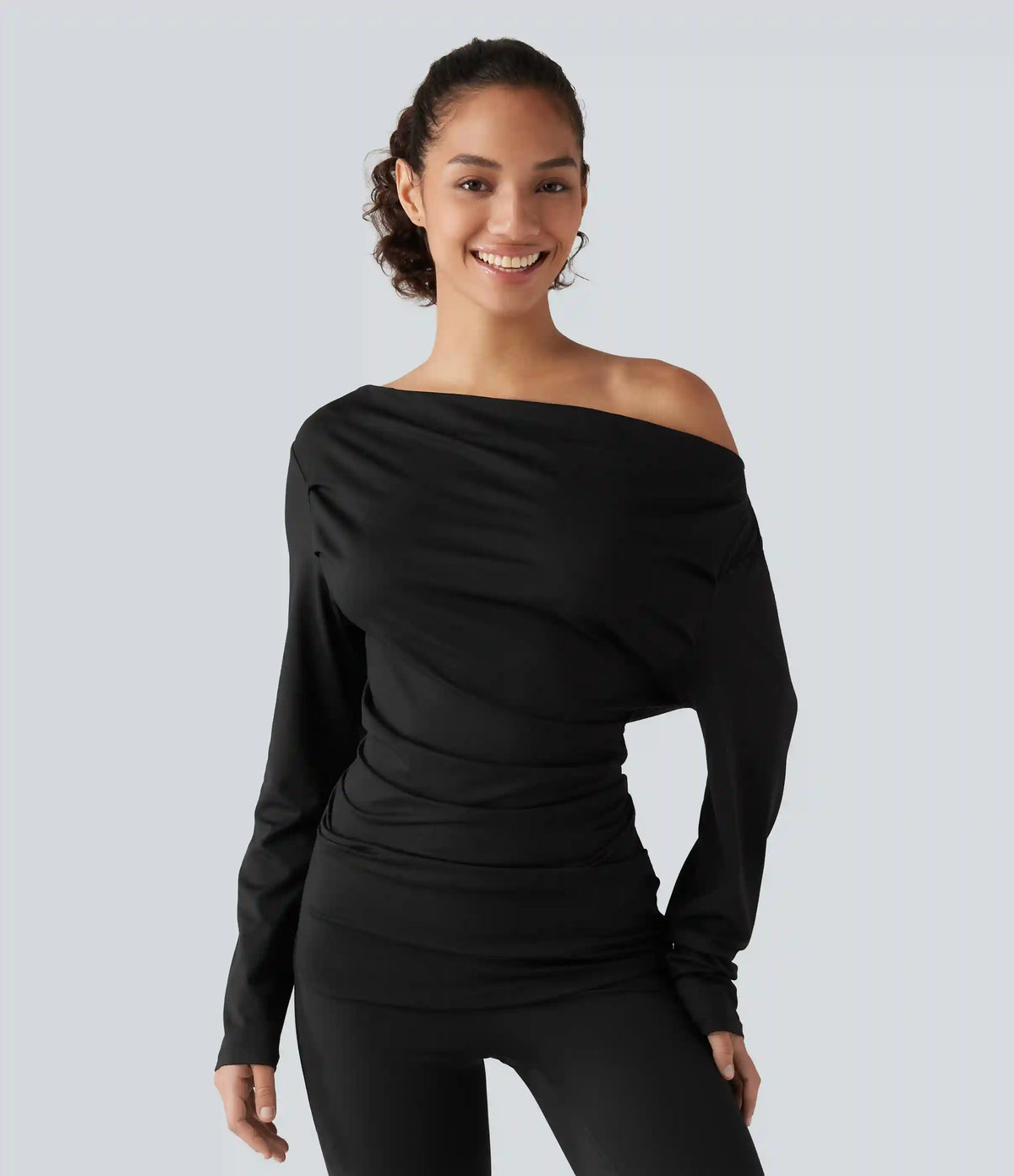 Off Shoulder Long Sleeve Yoga Sports Top