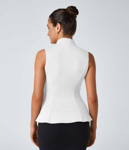 Funnel Neck Peplum Work Tank Top