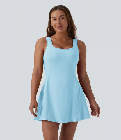 SoftlyZero™ Airy U Neck 2-in-1 Pocket Mini Cool Touch Dance Active Dress DD-F Cups-Easy Peezy