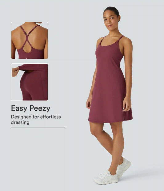 SoftlyZero™ Airy Cut Out 2-in-1 Pocket InstantCool Longer Active Dress-Easy Peezy Edition