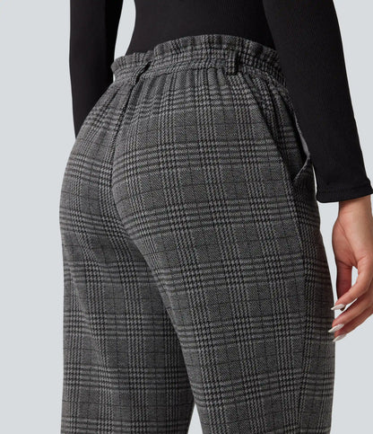 Halara Flex™ High Waisted Straight Leg Houndstooth Plaid Work Pants with Pockets