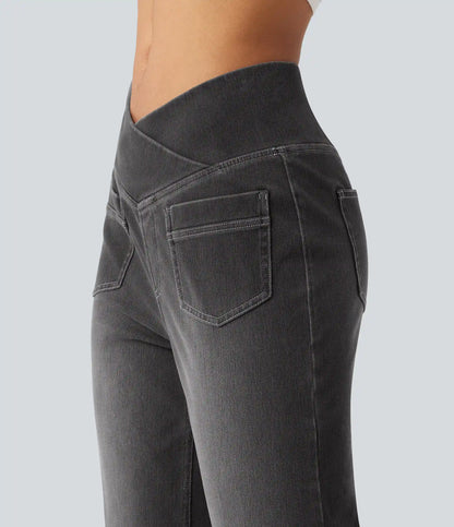 Halara Flex™ High Waisted Crossover Tummy Control Straight Leg Casual Jeans with Pockets