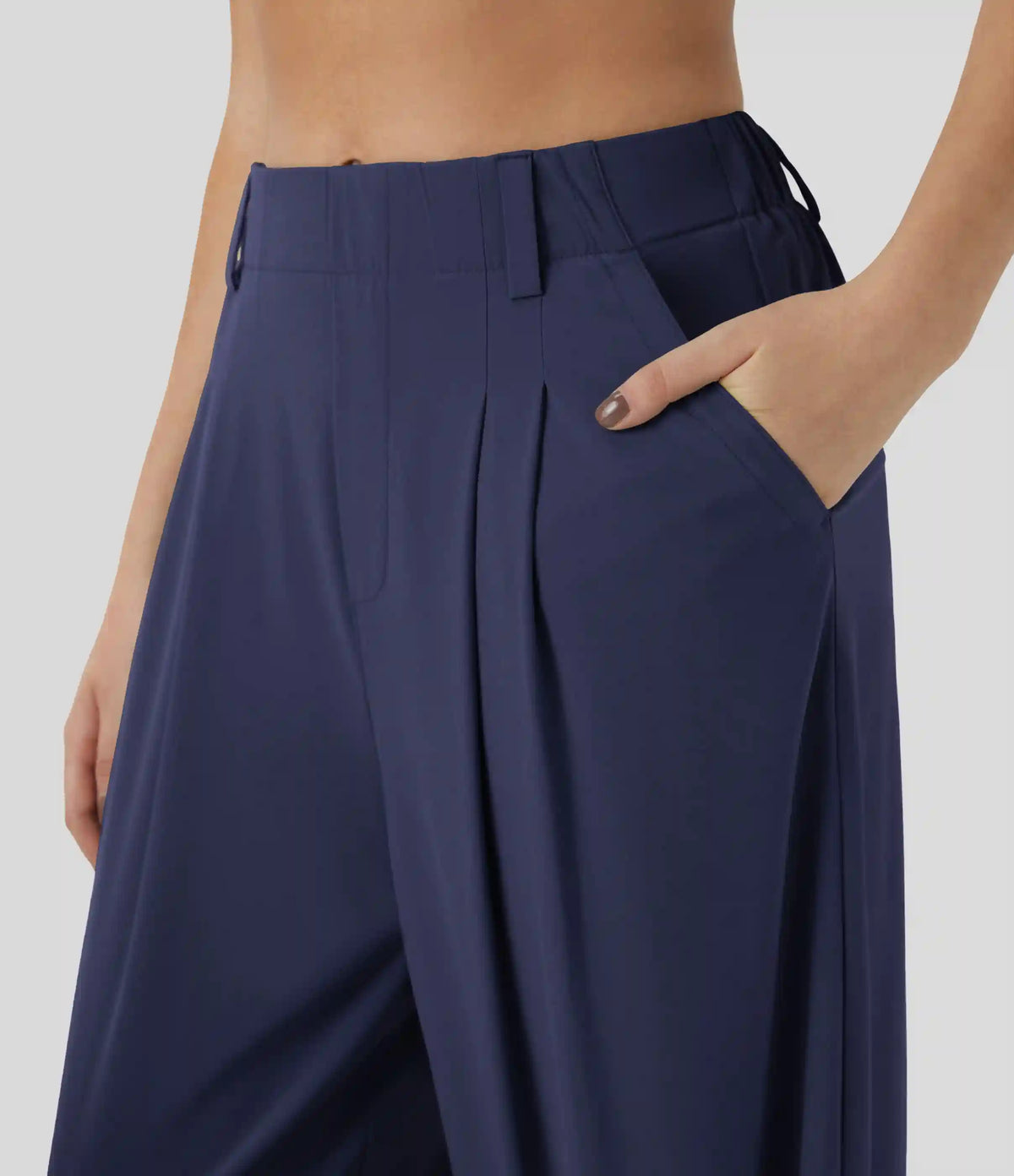 Breezeful™ High Waisted Pocket Wide Leg Baggy Flowy Solid Palazzo Quick Dry Casual Pants