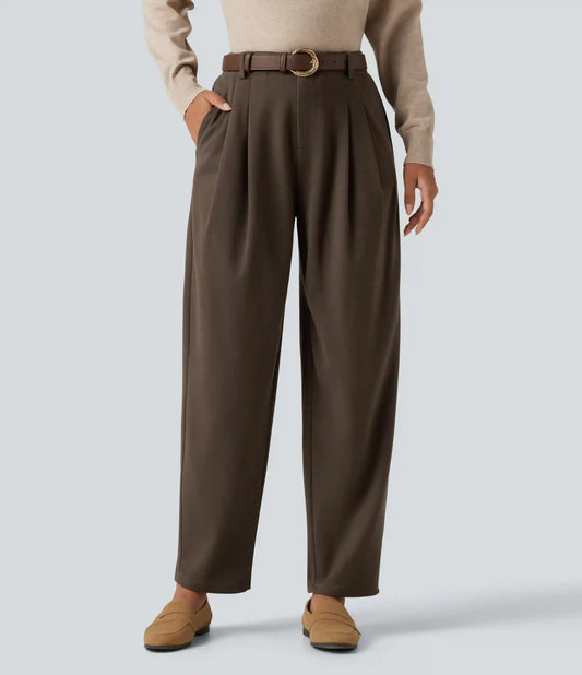 High Waisted Tapered Work Pants with Pockets