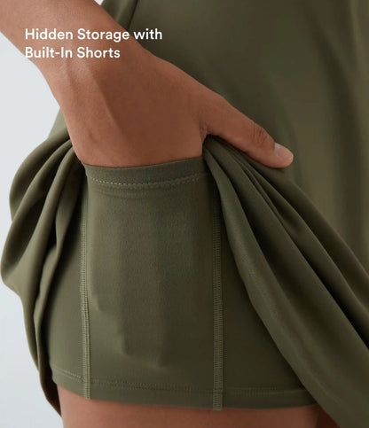 SoftlyZero™ Plush Double Straps 2-Piece Pocket Slip Dance Active Dress A-D Cups
