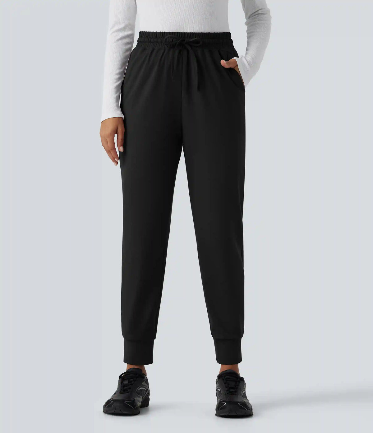 High Waisted Drawstring Casual Joggers with Pockets
