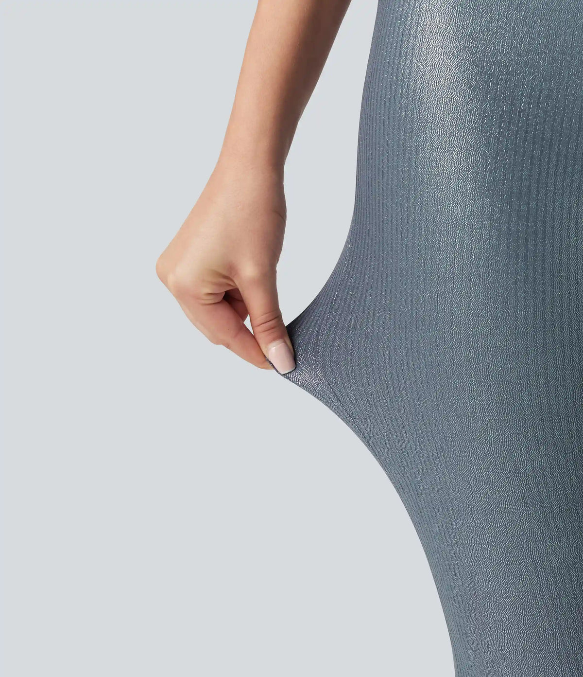 Ribbed Knit High Waisted Foil Print Yoga Leggings with Pockets