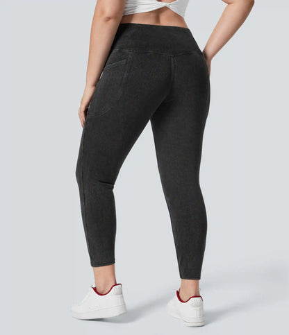 Halara Flex™ Crossover Pocket Washed Denim Work Plus Size Leggings