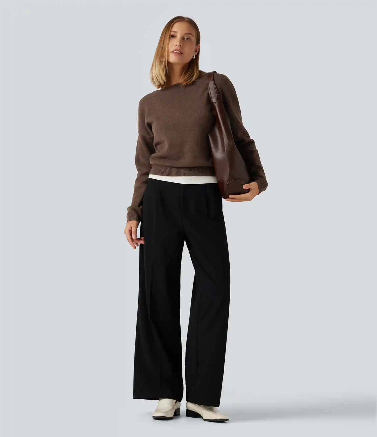 Boat Neck Long Sleeve Casual Sweater