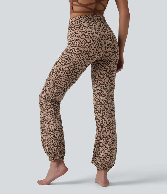 SoftlyZero™ Leopard Print High Waisted Dance Balloon Joggers with Pockets-UPF40+