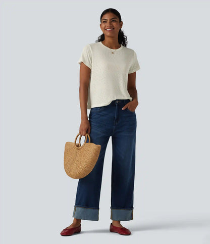 Round Neck Short Sleeve Casual T-Shirt