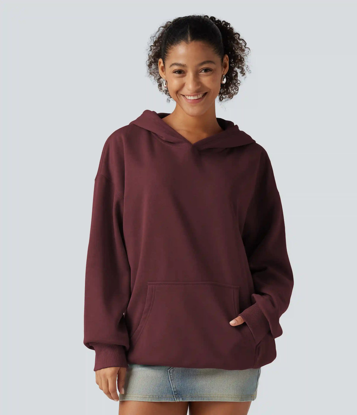 Hooded Long Sleeve Fleece Casual Sweatshirt