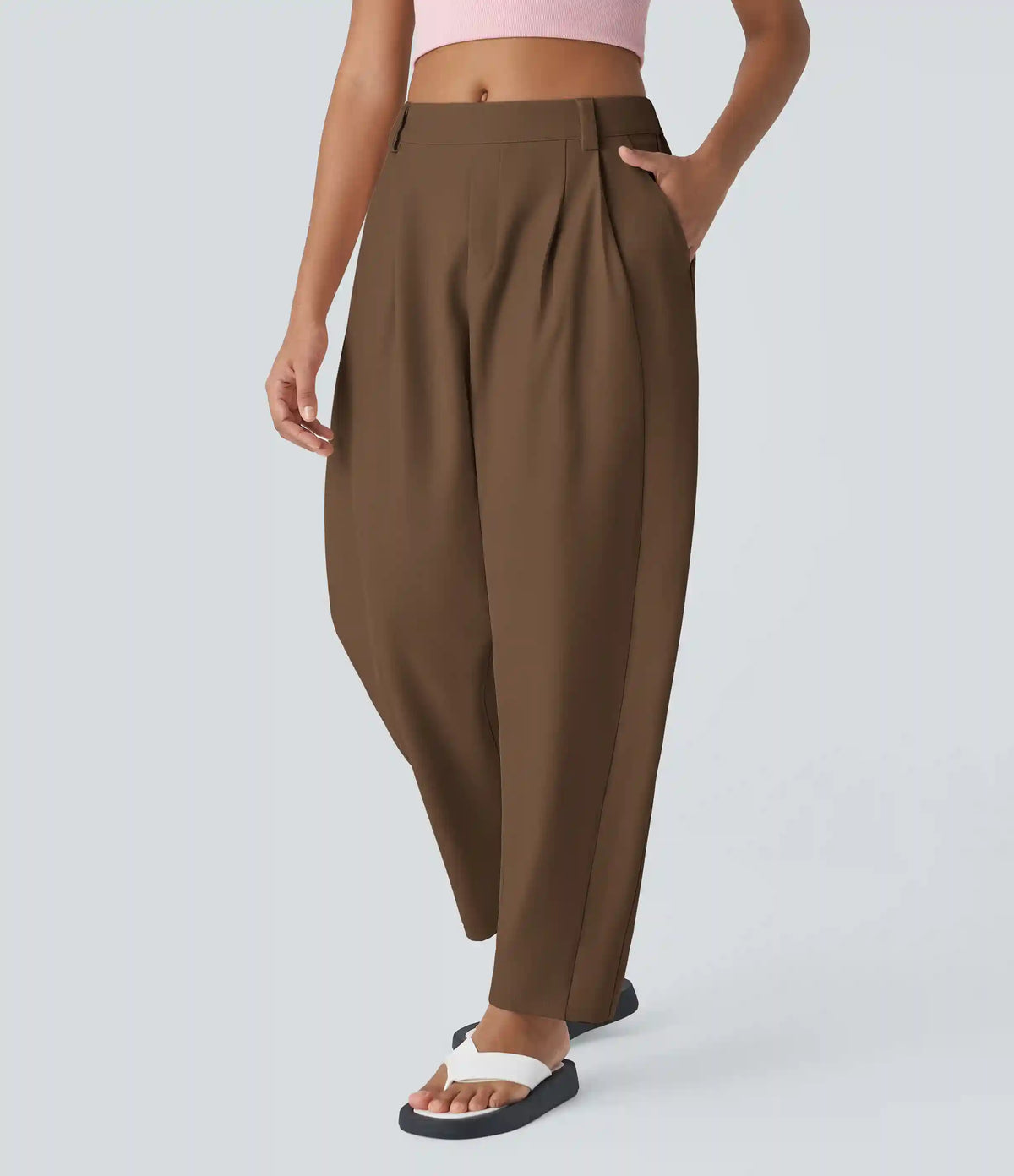 Mid Rise Pocket Barrel Leg Baggy Work Pants