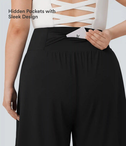 Plus Size SoftlyZero™ Airy High Waisted InstantCool Yoga Bermuda Shorts with Pockets