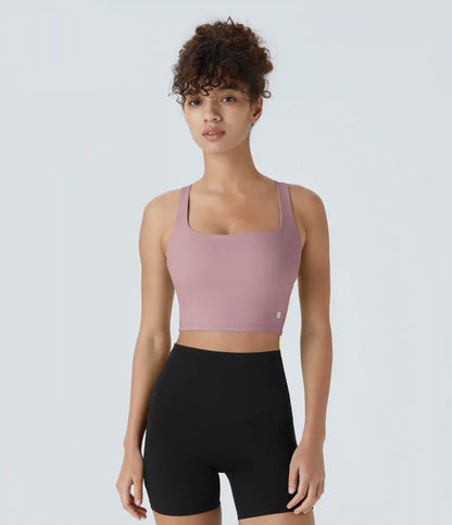 SoftlyZero™ Airy Square Neck Backless Crisscross Cropped InstantCool Yoga Tank Top