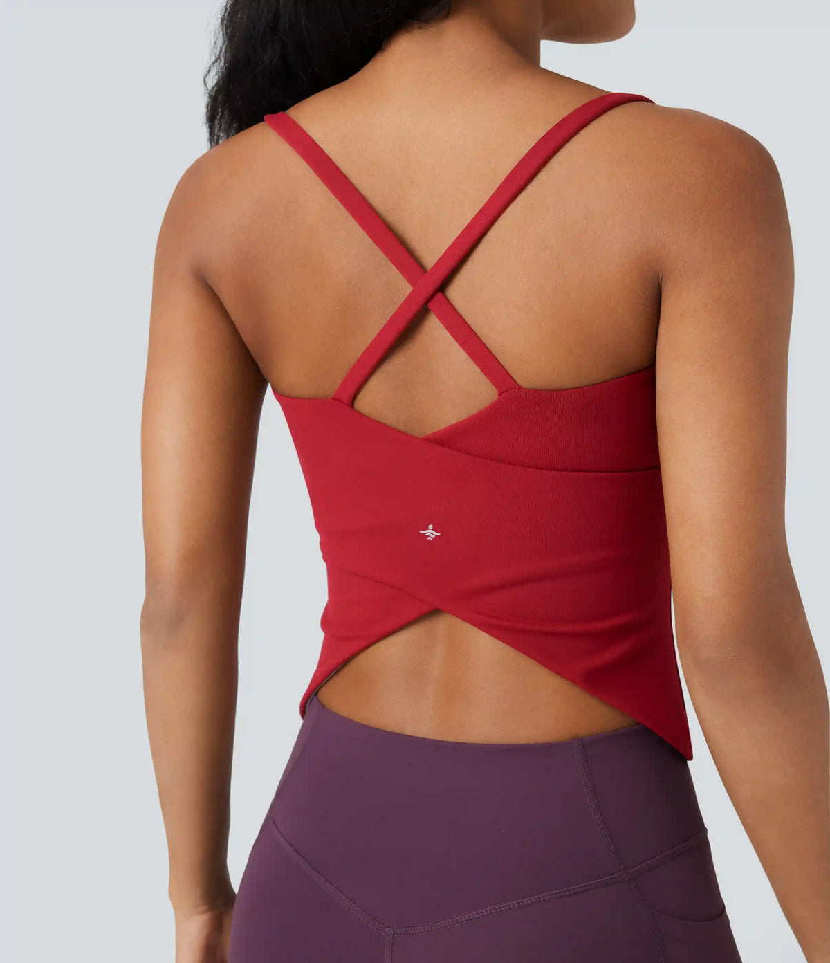 Scoop Neck Crisscross Back Crossover Hem Yoga Cami Top